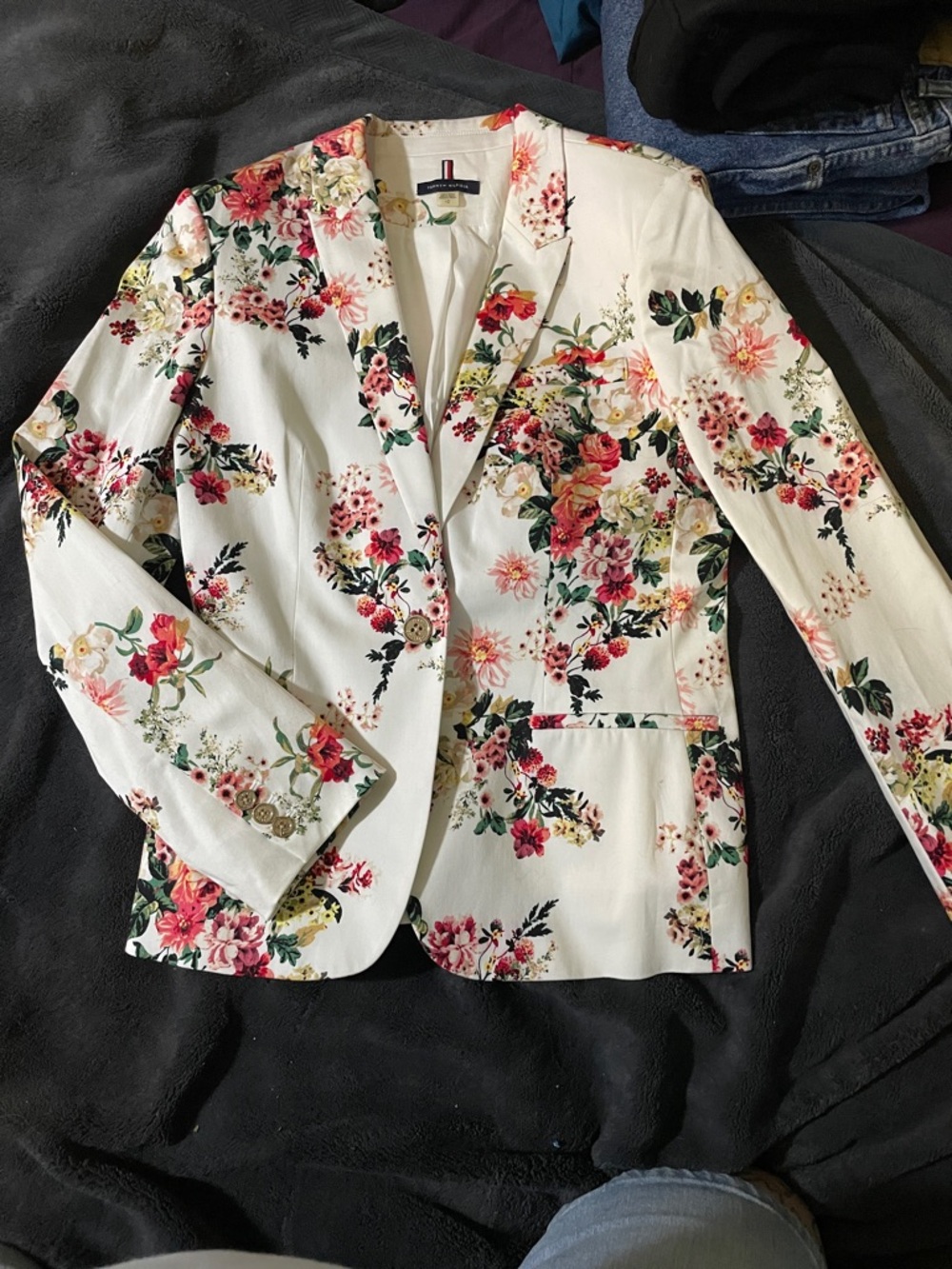 Floral Print White Blazer - Lightweight women’s  Blazer